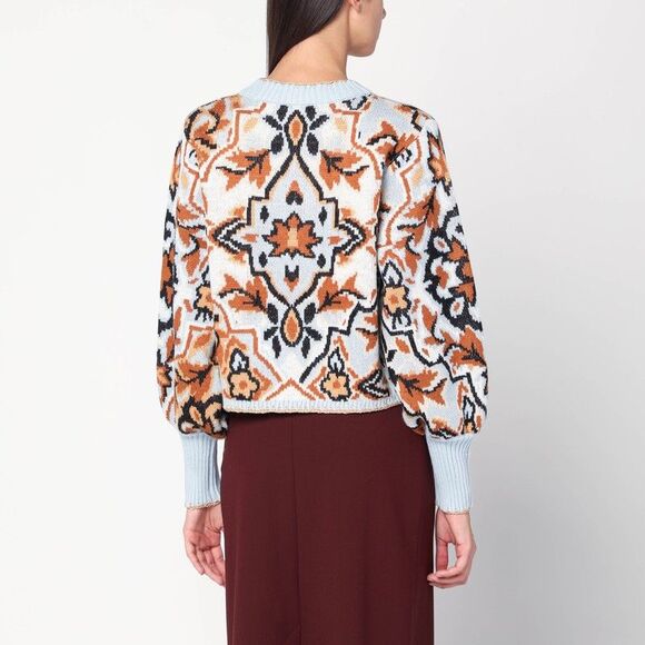 Farm Rio Light Blue Sweater With Tapestry Detail Women - Picture 2 of 2